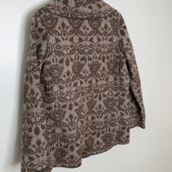 Woolrich Women Gray Aztec Heather Wool Knit Blanket Cardigan Coat Size Medium - Picture 8 of 10